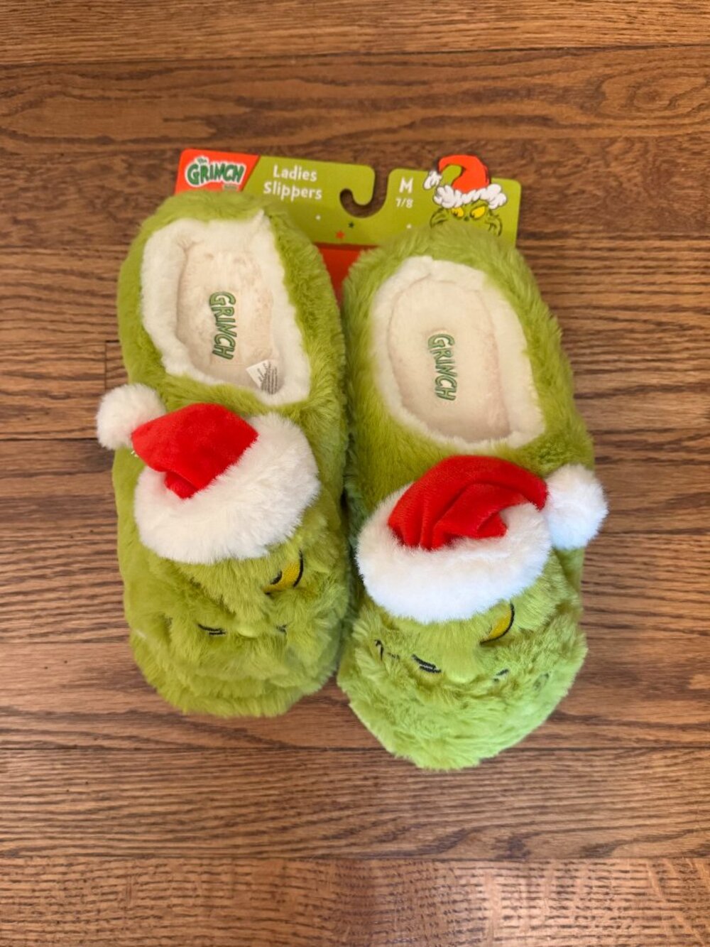 NWT Dr. Seuss Grinch Plush Christmas Slippers Women's Size 7/8
